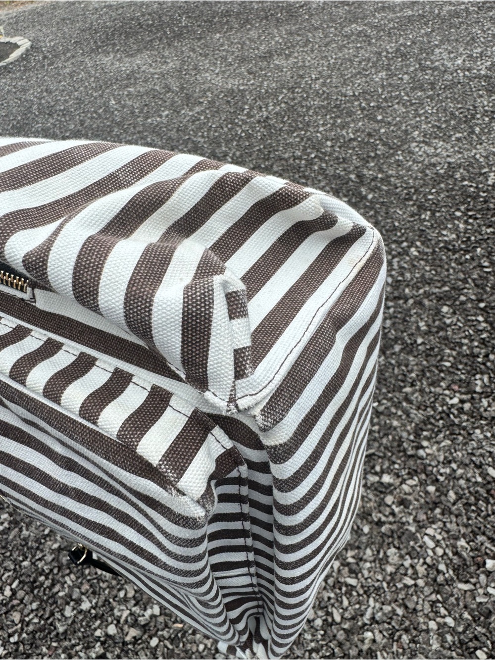Henri Bendel Brown & White Stripe Backpack Diaper Bag Travel Bag - Picture 10 of 11